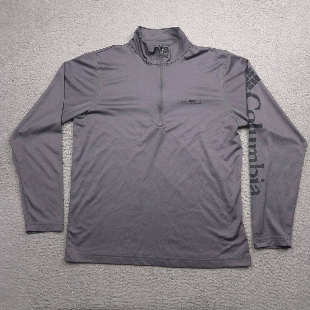 Columbia PFG Terminal Tackle Fleece 1/4 Zip Pullover Men's M Grey Fishing UPF